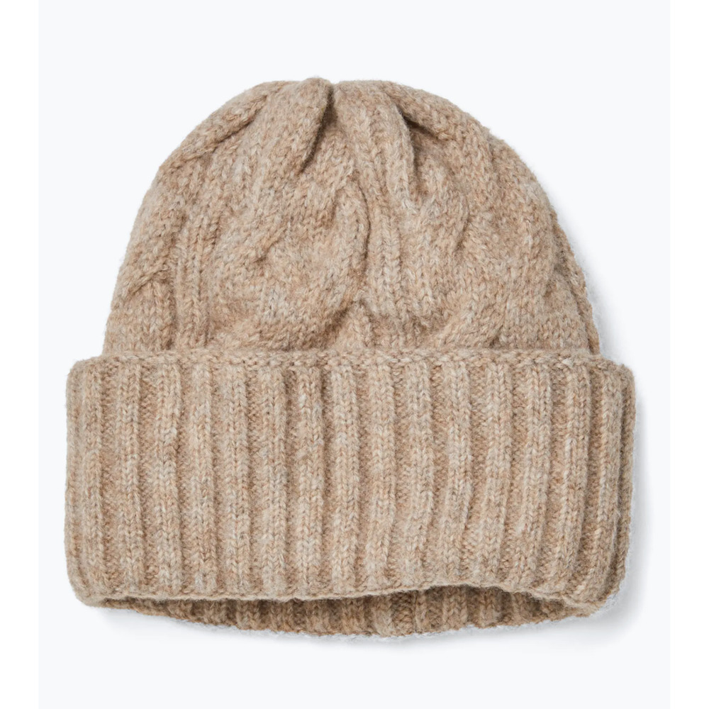 NEW FREE PEOPLE FAWN BROWN COASTLINE CABLE KNIT BEANIE HAT